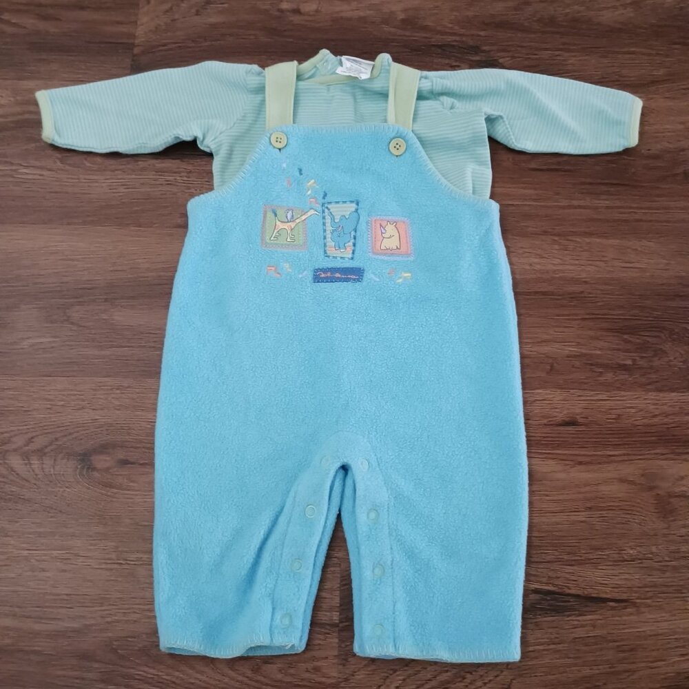 Carters John Lennon Baby Boy Fleece‎ Overalls Elephant Rhino Giraffe Outfit 6-9
